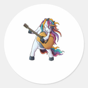 Cooles Einhorn Gitarre spielen _ Funny Animal Guit Runder Aufkleber