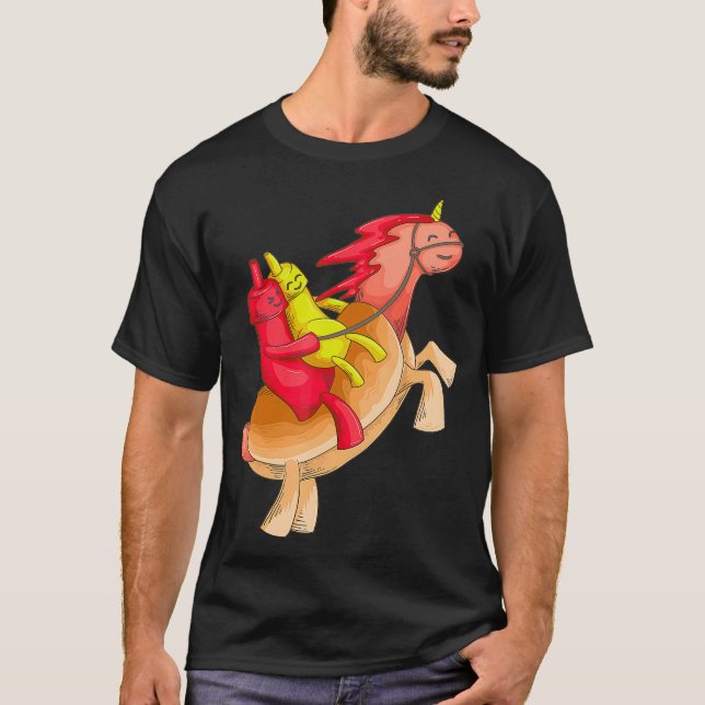 Cooles Einhorn Hotdog Funny Horned Horned Horned F T-Shirt (Vorderseite)