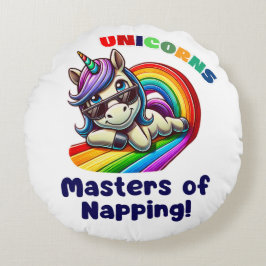 Cooles Einhorn mit Sonnenbrille Rundes Kissen
