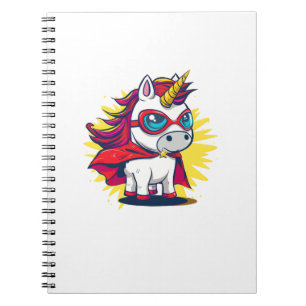 Cooles Einhorn mit Superheld Cape Costume Long Sle Notizblock