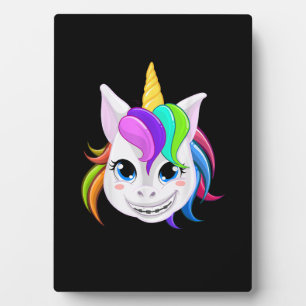 Cooles Einhorn mit Zahnspange Lustiges Horn Pferd Fotoplatte