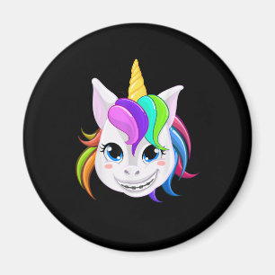 Cooles Einhorn mit Zahnspange Lustiges Horn Pferd Magnet