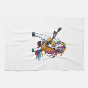 Cooles Einhorn spielt Gitarre _ Lustiges Tier Guit Geschirrtuch
