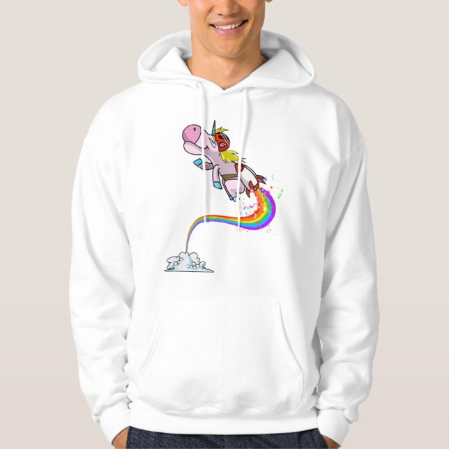 Cooles Einicorn Jetpack Regenbogen Funny Horned Ho Hoodie (Vorderseite)