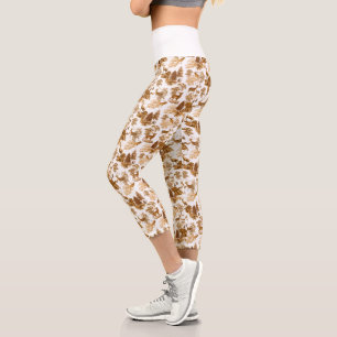 Cooles Elegant Brown Deer French Toile Capri Leggings