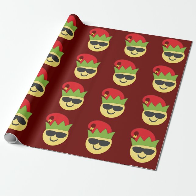 Cooles Elf Emoji Geschenkpapier (Ungerollt)