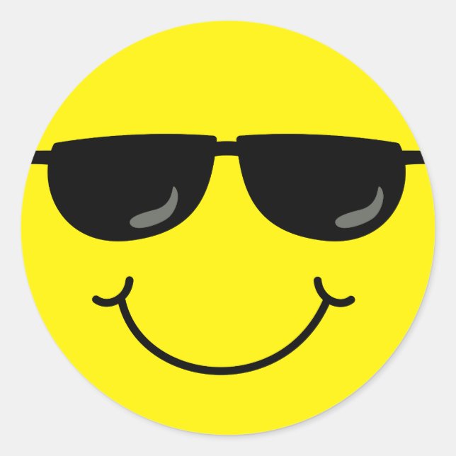 Cooles Emoji-Gesicht mit Sonnenbrille Runder Aufkleber (Vorderseite)