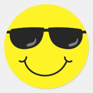 Cooles Emoji-Gesicht mit Sonnenbrille Runder Aufkleber