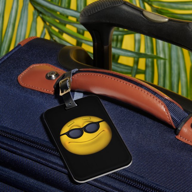Cooles Emoticon mit Sonnenbrille Gepäckanhänger (Vorderseite Insitu 1)