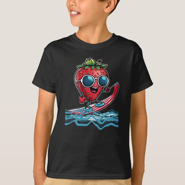 Cooles Erdbeersurfen T-Shirt (Vorderseite)
