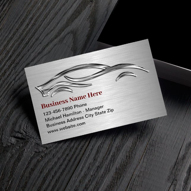 Cooles Fake Metallic Look Automotive Business Card Visitenkarte (Von Creator hochgeladen)