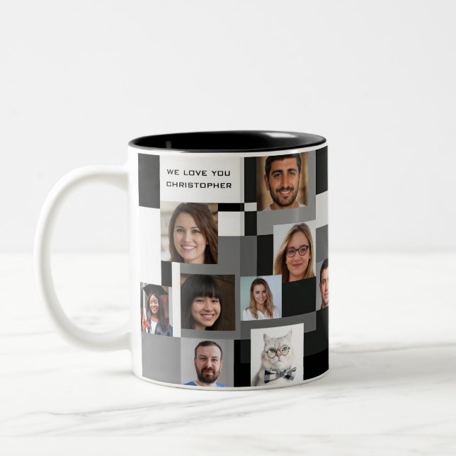 Cooles Familiengeschenk für Männer 20 Fotos Liebe  Zweifarbige Tasse (Links)