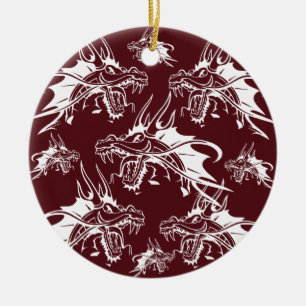 Cooles Fantasiedesign des Roten Drachen Mythische  Keramik Ornament