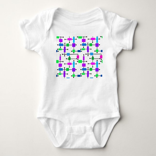 Cooles Farbgitter Baby Strampler (Vorderseite)
