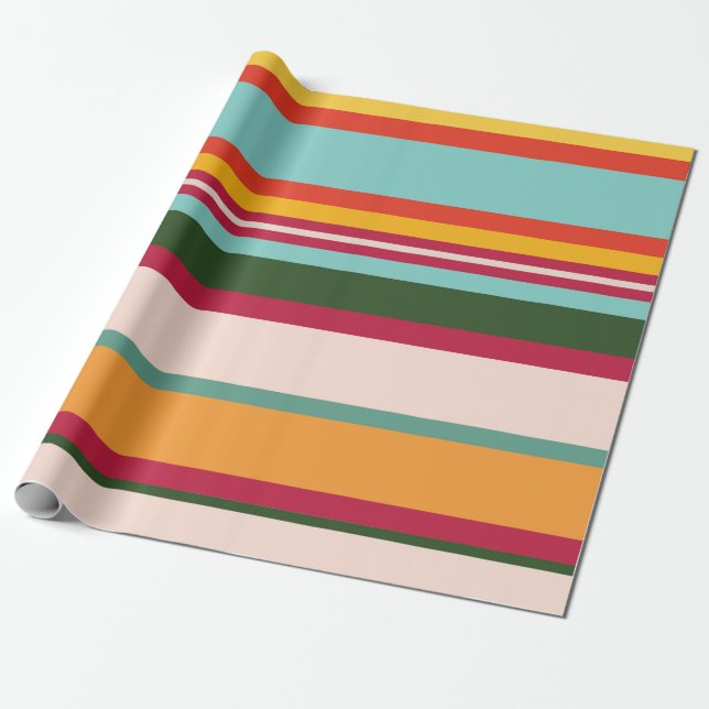 Cooles, farbiges und lustiges Streifenmuster Geschenkpapier (Ungerollt)
