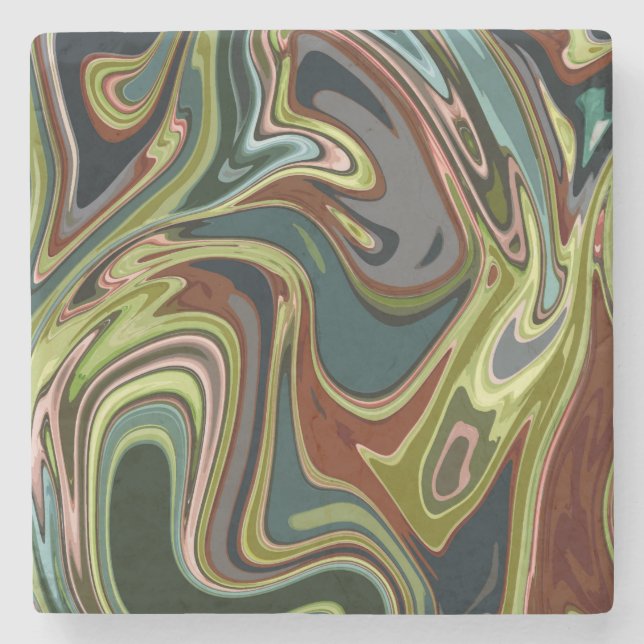 Cooles farblich simuliertes Acrylschwirbeln Steinuntersetzer (Vorderseite)