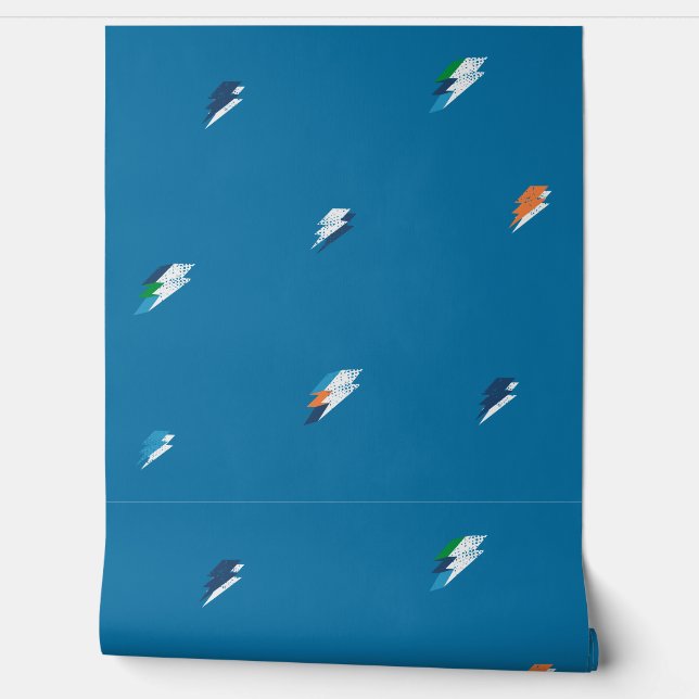 Cooles, feines Blitzmuster auf blau Tapete (Abrollen)