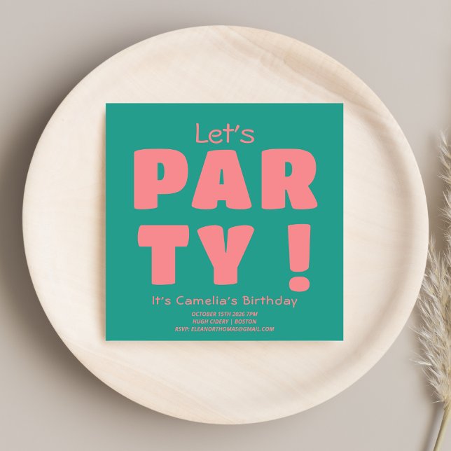 Cooles Fett Rosa Lasse Teil Typografie Retro Gebur Einladung (Von Creator hochgeladen)