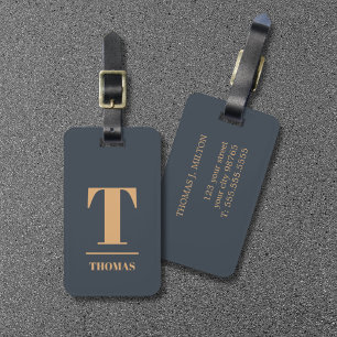 Cooles Fettmonogramm Deep Blue Brown Gepäckanhänger