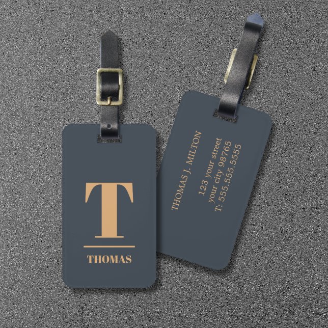 Cooles Fettmonogramm Deep Blue Brown Gepäckanhänger (Von Creator hochgeladen)