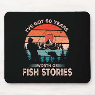 Cooles Fischdesign 60 Jahre alt 60. Geburtstag Gif Mousepad