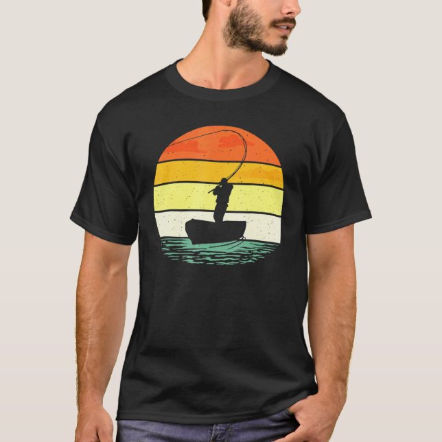 Cooles Fischerboot Angler Meer Fisch Retro T-Shirt (Vorderseite)