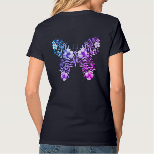Cooles Floral Butterfly Design Monogram Shirt V-Ne