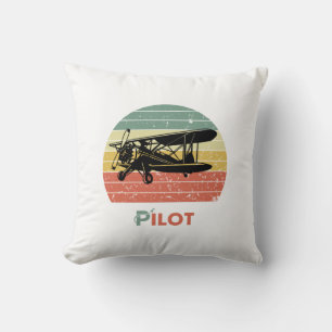 Cooles Flugzeug & Sonnenuntergang, Vintag Retro-St Kissen