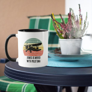 Cooles Flugzeug & Sonnenuntergang, Vintage Retro S Tasse