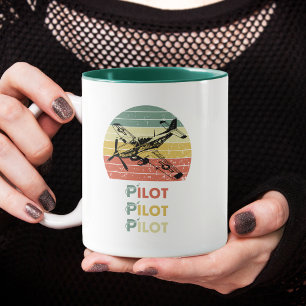 Cooles Flugzeug, Vintage Retro Sonnenuntergang, Ei Tasse