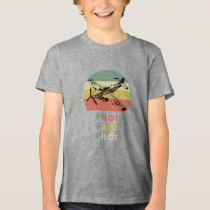 Cooles Flugzeug, Vintage Retro Sonnenuntergang, Ei Tri-Blend Shirt