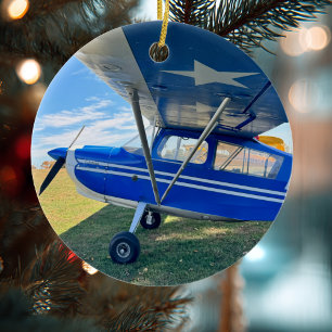 Cooles Foto des Flugzeugs, frohe Weihnachten, pers Keramik Ornament