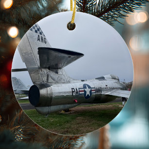 Cooles Foto des Flugzeugs, frohe Weihnachten, pers Keramik Ornament