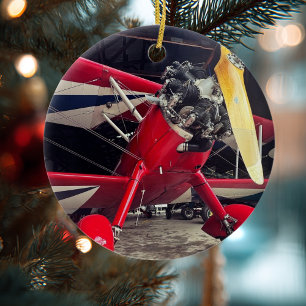 Cooles Foto des Flugzeugs, frohe Weihnachten, pers Keramik Ornament