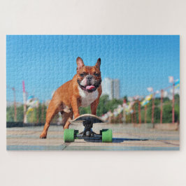 Cooles Französisches Bulldog-Skateboard Puzzle