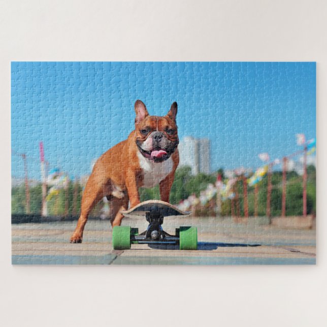 Cooles Französisches Bulldog-Skateboard Puzzle (Horizontal)