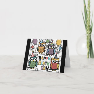 Cooles Funny Owl Happy Geburtstag Abstrakt Karte