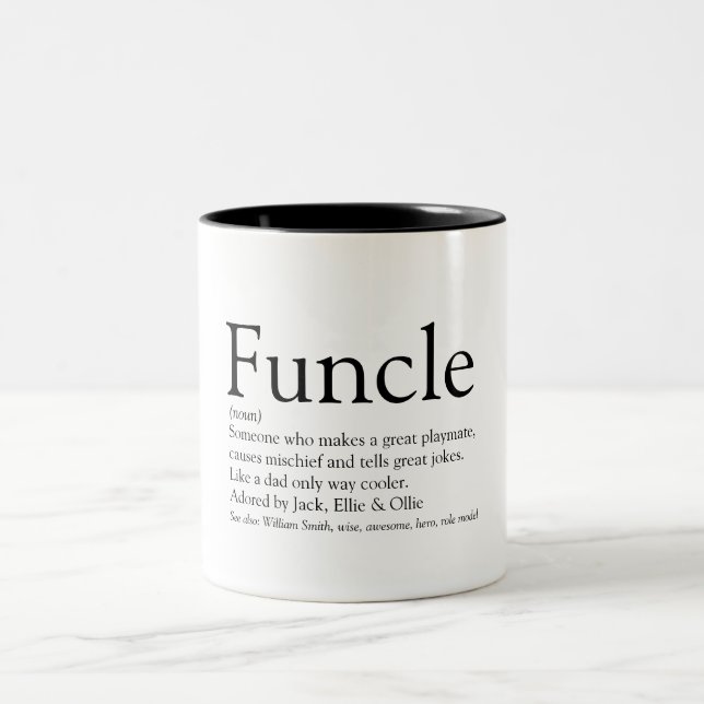 Cooles Funny Uncle Functional Definition-Zitat Zweifarbige Tasse (Mittel)