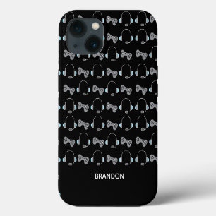 Cooles Gamer-Personalisiertes Gaming-Muster Schwar iPhone 13 Hülle