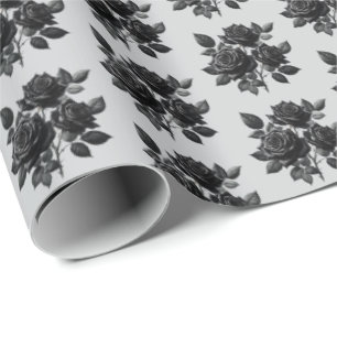 Cooles, gefliestes, schwarzes, gotisches Rosenmust Geschenkpapier