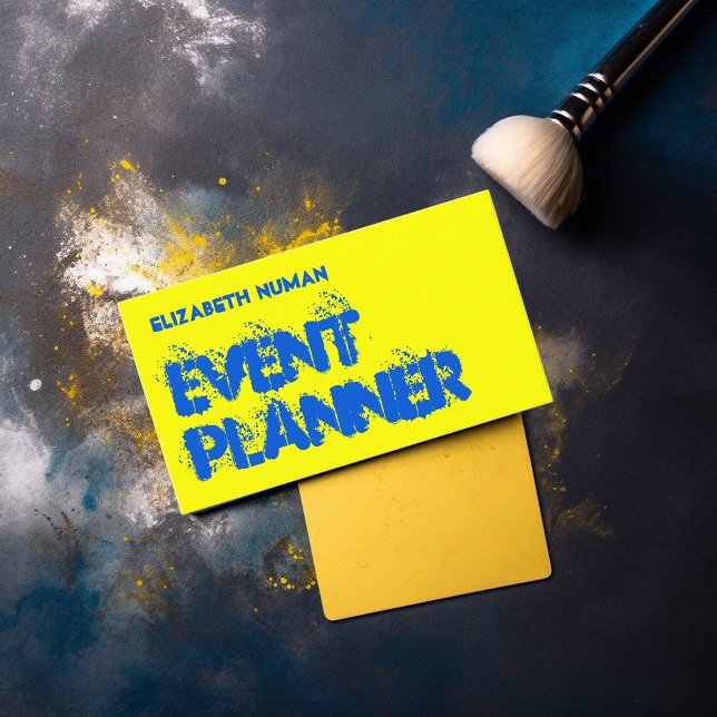 Cooles Gelb und Blau-Grunge Typografie-Geschäft Ca Visitenkarte (Von Creator hochgeladen)