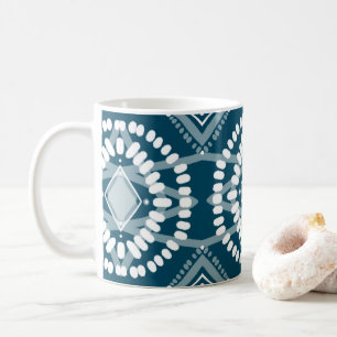 Cooles geometrisches Muster Blau Weiße Batik Krawa Kaffeetasse