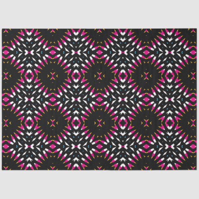 Cooles geometrisches Muster in Schwarz und Magenta Seidenpapier (Vorderseite)