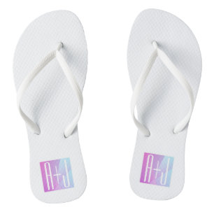 Cooles geometrisches Rosa und Lila Paarinitiativ Flip Flops