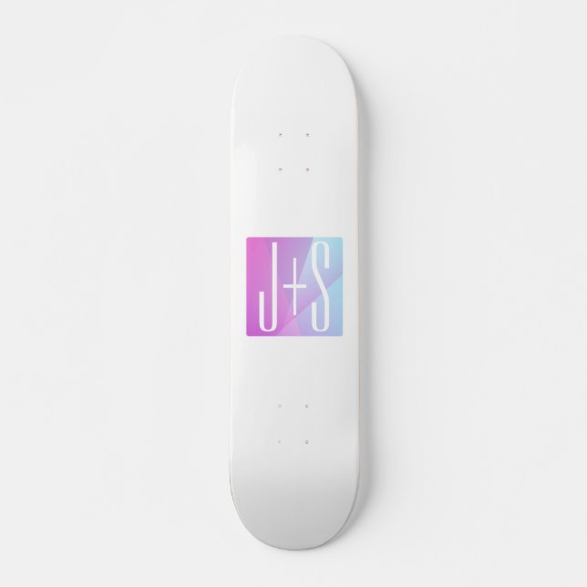 Cooles geometrisches Rosa und Lila | Paarinitiativ Skateboard (Vorne)