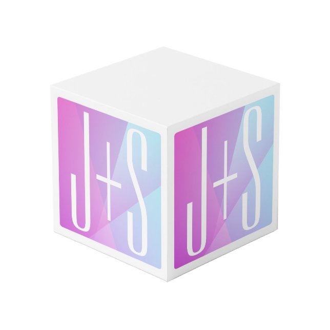 Cooles geometrisches Rosa und Lila | Paarinitiativ Würfel (Vorderseite Schrägansicht)