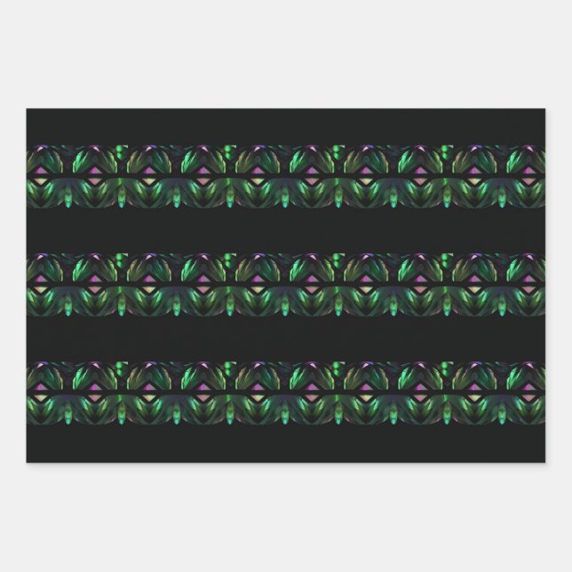 Cooles gestreiftes Pfauenkristall Geschenkpapier Set (Vorderseite)