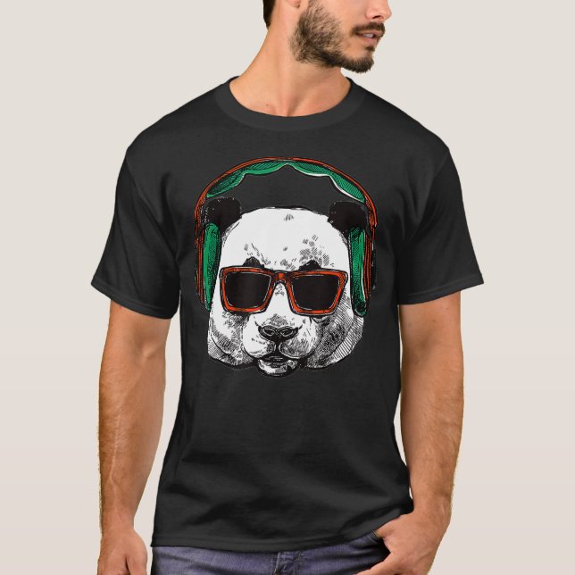 Cooles Giant DJ Panda Graphic Shirt (Vorderseite)