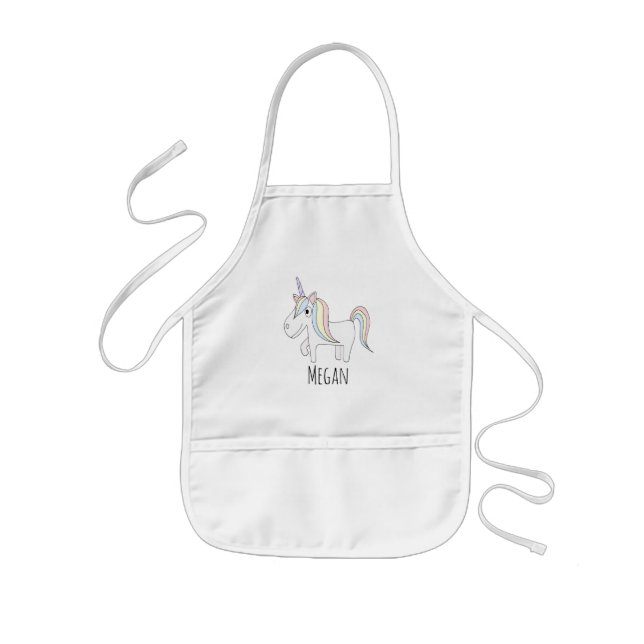 Cooles Girl's Doodle Magical Unicorn mit Namen Kinderschürze (Vorne)