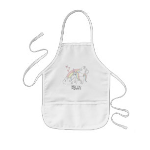 Cooles Girl's Doodle Rainbow Unicorn mit Name Kinderschürze